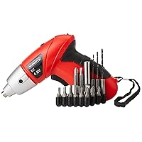 25-Piece Electric Screwdriver Set - Cordless Drill with LED Work Light, Automatic Spindle Lock, and Screw Driver Bits by Stalwart (Red)