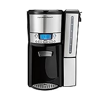 Hamilton Beach One Press Programmable Dispensing Drip Coffee Maker with 12 Cup Internal Brew Pot, Water Reservoir, Black and Silver (47950)