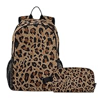 ALAZA Cheetah Leopard Print Animal Backpack and Lunch Bag Set Back Pack Bookbag Cooler Case Kits