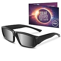 Solar Eclipse Glasses 2024 Approved (1 PACK) Plastic Solar Eclipse Viewing Glasses -AAS, CE & ISO Certified Solar Eclipse Glasses, Solar Eclipse Sunglasses for Kids & Adults - Black, 1-Pack