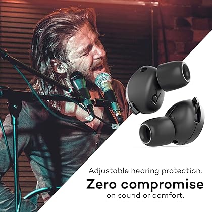 Minuendo high fidelity acoustic earplugs | Hearing protection for musicians | Adjustable dB attenuation ear plugs | Made in Norway | Award winning design | Suitable for concerts, gigs, working Black