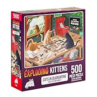 Exploding Kittens 500 Piece Jigsaw Puzzle - Cats in Quarantine, Jigsaw Puzzles for Adults, Cat Puzzle, Quarantine Puzzle