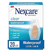 Waterproof Bandages, Stays on in the Pool, Holds for 12 Hours, Clear Bandages for Fingers and Elbows - 20 Pack Waterproof Bandages
