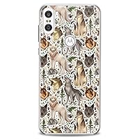 TPU Case Compatible with Motorola G9 G8 Plus G7 E20 P40 Z4 Edge 20 G22 Stylus Slim fit Silicone Soft Design Lightweight Flexible Forest Wolf Clear Nature Wildlife Howling Wolves Print