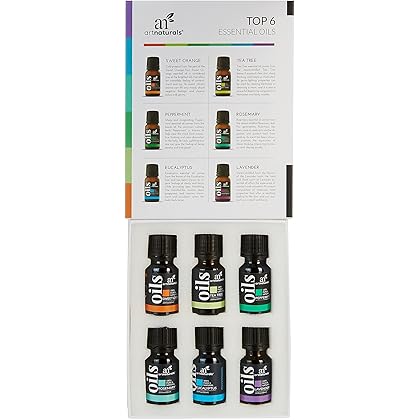 ArtNaturals Aromatherapy Top-6 Essential Oil Set - (6 x 10ml Bottles) - 100% Pure of The Highest Therapeutic Grade - Premium Gift Set – Lavender, Peppermint, Tea Tree, Eucalyptus