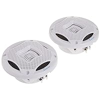 LANZAR Marine Speakers - 5.25 Inch 2 Way Water Resistant Audio Stereo Sound System with 400 Watt Power, Attachable Grills and Resin Treatment for Indoor and Outdoor Use - 1 Pair - AQ5CXW (White)