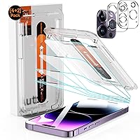 DIMONCOAT 4 Packs [Auto Alignment Kit] Screen Protector for iPhone 14 Pro Max 6.7'' with 2 Packs Camera Protector [10X Military Protection] Tempered Glass HD Film, Case Friendly
