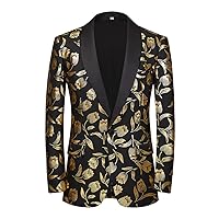 Men's Formal Tuxedo Floral Stylish Coat Wedding Blazer Shawl Lapel Jacket for Dinner,Party,Prom