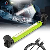 Work Light, 3000LM Bright LED Work Light, 5200mAh Rechargeable Magnetic Underhood Work Light with Hooks & Power Output, IP54 Waterproof Cordless Battery Powered Mechanic Light for Work