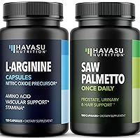 L Arginine and Saw Palmetto Capsules to Support Male Health | Performance and Prostate Health | Aids in Vascular Support from Nitric Oxide | 120 L-Arginine Capsules and 100 Saw Palmetto Capsules