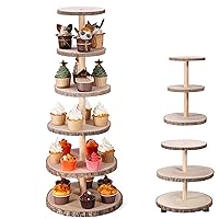 Ayfjovs 6 Tiered Wood Cupcake Stand with Legs, Detachable Round Cupcake Tower Cake Holder, Perfect for Wedding Table Centerpieces, Family Gathering, Baby Showers, Housewarming, Valentines Decoration