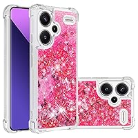 Case for Redmi Note 13 PRO+ Plus Case Glitter Liquid Cute Clear Phone Case Floating Quicksand Shockproof Protective Bumper Soft TPU Cover for Xiaomi Redmi Note 13 PRO+ Plus Love Pink YB