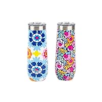 French Bull 9oz Sleek Wine Tumbler with Lid 2 Piece Gift Set, Double Wall Vacuum Insulated Stainless Steel Wine Glasses, Keep Drinks Cold For Hours, Stemless Portable Wine Glass - Sus/Palais