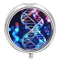 DNA Genetic Helix Pill Box Pill Container Holder 3 Compartment Metal Pill Organizer Travel Medicine Organizer Portable Pill Box for Pocket to Hold Pills Vitamin
