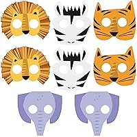 Unique Animal Safari Party Paper Masks | One Size | 8 Pcs