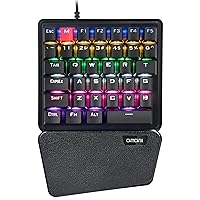 CHONCHOW Mechanical Gaming One Hand Keyboard Blue MX Switch RGB LED Compact Backlit Keypad Braided Wire USB Compatible with PS4 Xbox Android iOS PC Computer