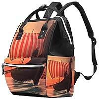 Viking Boat Sails to New Shores Diaper Bag Travel Mom Bags Nappy Backpack Large Capacity for Baby Care