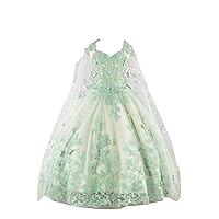 Cold Shoulder 3D Floral Flowers Ruffles Satin A line Little Girls Pageant Wedding Party Dresses with Sleeves 2024