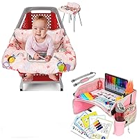 Baby Girls Bundle: Kids Travel Tray & Shopping Cart Cover