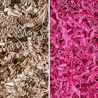 MagicWater Supply - Kraft & Pink (1 LB per color) - Crinkle Cut Paper Shred Filler great for Gift Wrapping, Basket Filling, Birthdays, Weddings, Anniversaries, Valentines Day