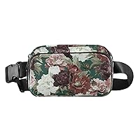 ALAZA Roses on Dark Background Belt Bag Waist Pack Pouch Crossbody Bag with Adjustable Strap for Men Women College Hiking Running Workout Travel