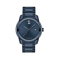 Movado Men's Bold Verso Swiss Quartz Watch with Stainless Steel Link Bracelet, Blue