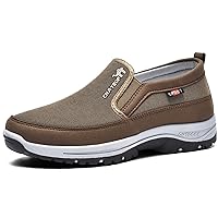 Men's Arch Support Slip-on Canvas Loafers,Outdoor Casual Non Slip Orthopedic Sneakers Flats Walking Boat Shoes