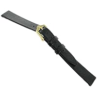 8mm Hirsch Italocalf Black Genuine Calfskin Leather Flat Watch Band Regular