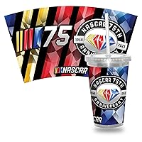 Rico Industries NASCAR Logo Racing 16oz Clear Tumbler W/Straw, Officially Licensed for NASCAR Fans