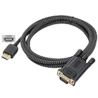 FEMORO HDMI to VGA Cable 6 Feet Male to Male Braided Cord 1080P@60Hz for Monitor, Computer, Desktop, Laptop, PC, Projector, HDTV, Game and More