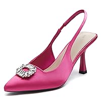 Rilista Women's Slingback Heels Rhinestone Closed Pointed Toe Wedding Party Dress Pumps Shoes