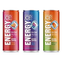ENERGY Berry Blast & Sparkling Ice +ENERGY Power Punch & +Energy Maximum Mango Sparkling Water with Vitamins & Electrolytes, Zero Sugar, 12 fl oz Cans (Pack of 12, Each)