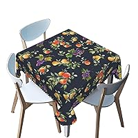 Fruit Pattern Square Tablecloth,Apple Grape Theme,Breathable Tabletop Cover Waterproof Square Table Cloth,for Outdoor/Indoor/Camping/Dining/Kitchen（Multicolor，70 x 70 Inch）