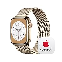 Apple Watch Series 8 [GPS + Cellular 41mm] Smart Watch w/ Gold Stainless Steel Case with Gold Milanese Loop with AppleCare+ (2 Years)