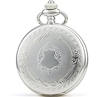 Vintage Elegant Carving Pocket Watch with Chain, Unisex Christmas Birthday Gift