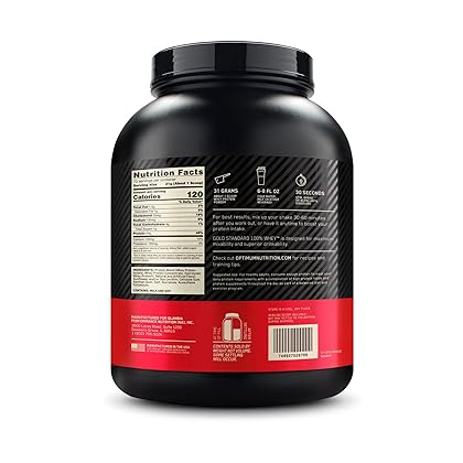 Optimum Nutrition Gold Standard 100% Whey Protein Powder, Vanilla Ice Cream, 5 Pound (Packaging May Vary)