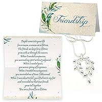 Smiling Wisdom - Friendship - A Reason Season Lifetime Friend Greeting Card and Leaf Necklace - Growing Together - Women BFF