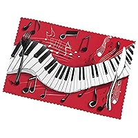 (Music Note Piano) Rectangular Printed Polyester Placemats Non-Slip Washable Placemat Decor for Kitchen Dining Table Indoor Outdoor Placemats 12x18in