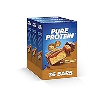 Pure Protein Bars, High Protein, Nutritious Snacks to Support Energy, Low Sugar, Gluten Free, Chocolate Salted Caramel 1.76 oz., 36 Count