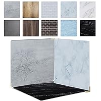 5PCS 10Patterns Double Sided Photography Background Boards with 4 brakets, Waterproof Reusable 16x16in Cement/Marble/Wood/Brick Texture Photo Backdrop Props for Food Jewelry Cosmetics