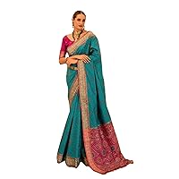 Banarasi Silk And Kora Silk With Digital Print & Silk Weaving Sari Party Wear & Blouse Muslim Sari S 61