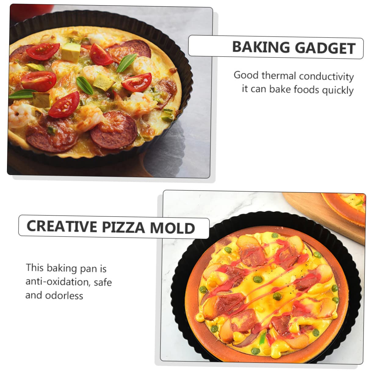 DOITOOL 2 Pcs Pizza Plate Cookie Oven Cupcake Baking Pan Cookie Pie Baking Pan Pizza Baking Dish Cake Pan with Removable Bottom Pizza DIY Convenient Baking Tray Novel Cake
