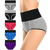 MISSWHO Cotton High Waisted Womens Underwear Soft Stretch Breathable Full Coverage Ladies Panties Multipack