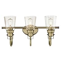 Westinghouse 6334000 Ashton Three-Light Indoor Wall Fixture, Antique Brass Finish with Clear Seeded Glass