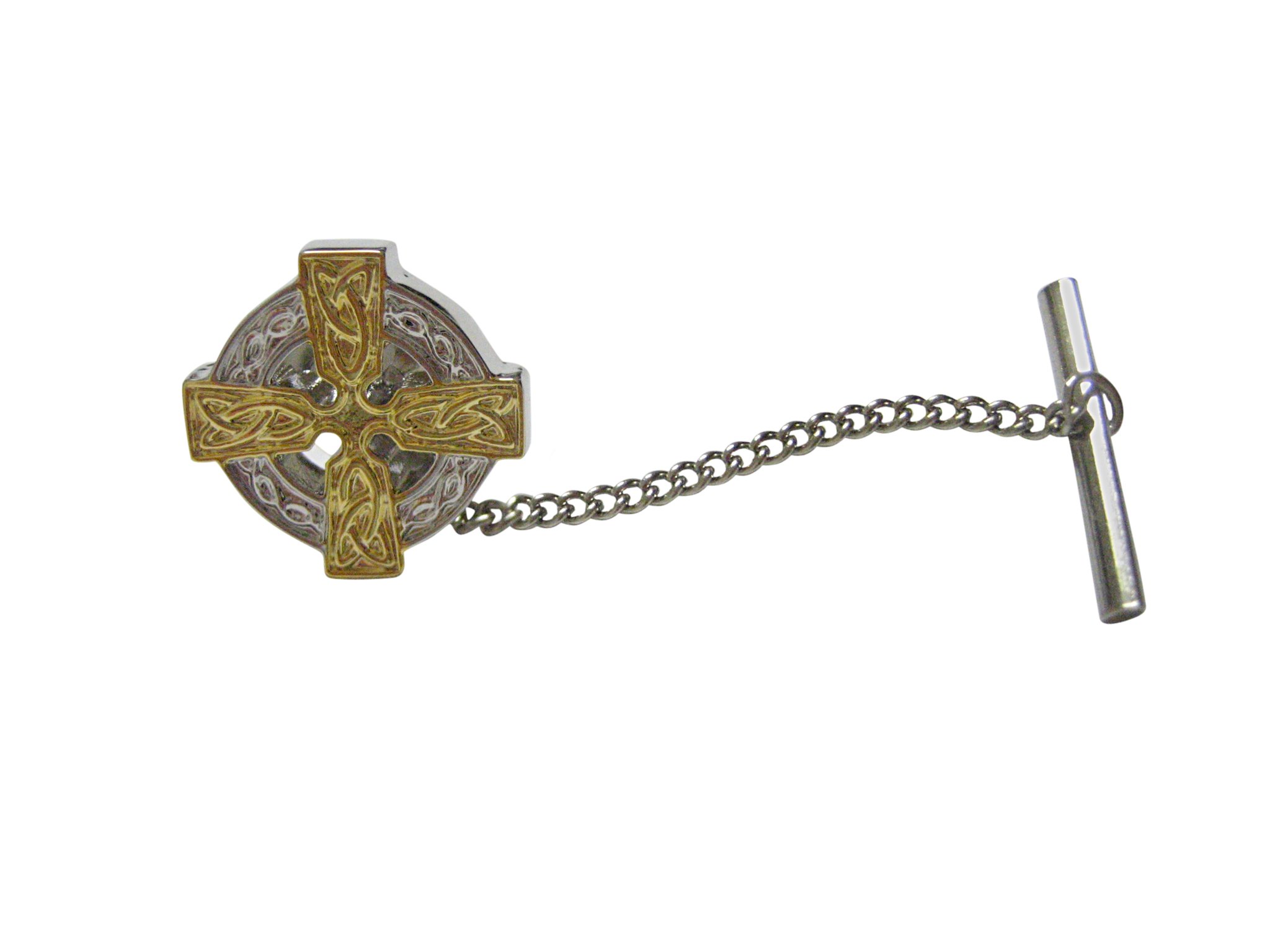 Kiola Designs Gold and Silver Toned Celtic Cross Tie Tack