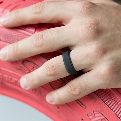 ROQ Silicone Rubber Wedding Ring for Men, Comfort Fit, Men's Wedding Band, Breathable Rubber Engagement Band, 8mm Wide 2mm Thick, Step Edge, Multi Packs, Multi Colors