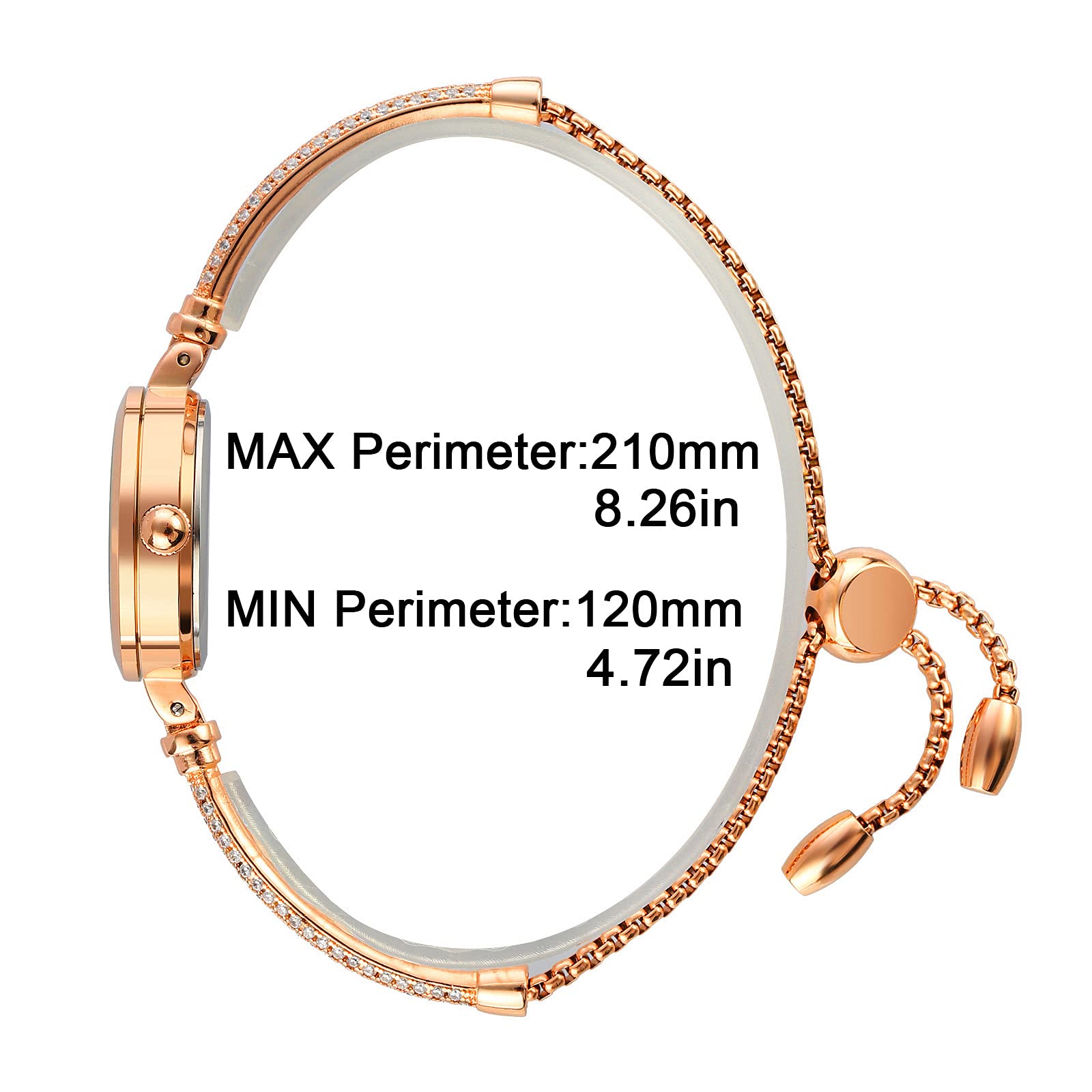 Tonnier Watches Women Analog Quartz Watch Mosaic with Diamonds Bracelet Dress Watch for Female Waterproof Wristwatch with Rose Gold Bracelet