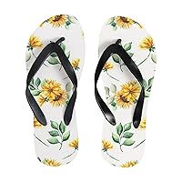 Vantaso Slim Flip Flops for Women Botanical Yellow Sunflower Leaf Yoga Mat Thong Sandals Casual Slippers
