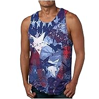 Mens Workout Vest Sleeveless Summer Tops Crewneck Muscle Shirts Stylish Printing Tank Tops Gym Racerback Tanks