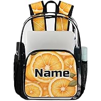 Orange Lemon Fruit Personalized Clear Backpack Custom Large Clear Backpack Heavy Duty PVC Transparent Backpack with Reinforced Strap